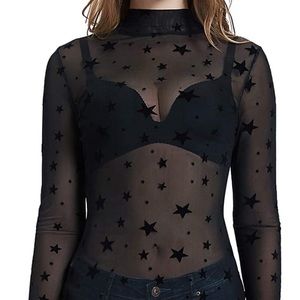 mesh mock neck long sleeve